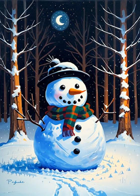 Snowman in the Forest - mobile ecard sent as a WhatsApp card