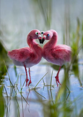Flamingos in Love - mobile ecard sent as a WhatsApp card