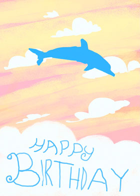 Flying Dolphin - mobile ecard sent as a WhatsApp card