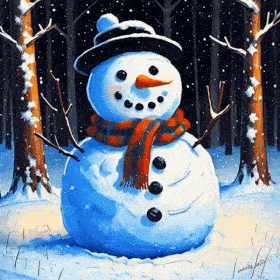 Snowman in the Forest - mobile ecard