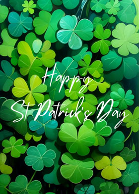 Clovers and St Paddy - mobile ecard sent as a WhatsApp card