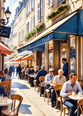 French Cafe - mobile ecard sent as a WhatsApp card