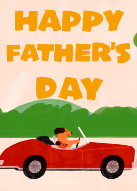 Dad Driving - mobile ecard sent as a WhatsApp card, Fathers Day eCard, WhatsApp card for Dads