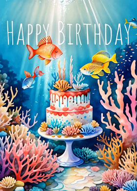 Coral Reef Birthday - mobile ecard sent as a WhatsApp card