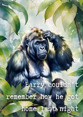 Hungover Gorilla - mobile ecard sent as a WhatsApp card