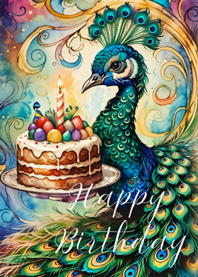 Peacock Cake - mobile ecard sent as a WhatsApp card