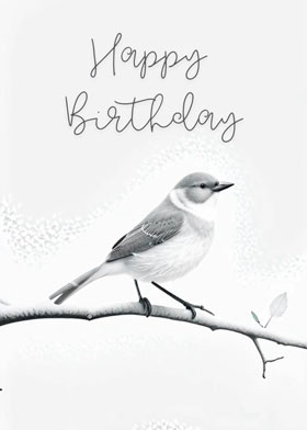 Songbird - mobile ecard sent as a WhatsApp card, birthday ecard, artistic WhatsApp card