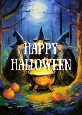 Cauldron Bubble - mobile ecard sent as a Halloween WhatsApp card