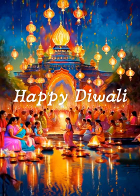 Diwali Celebrations - mobile ecard sent as a Diwali WhatsApp card