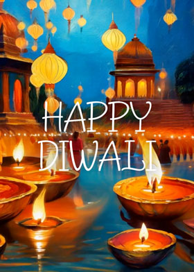 Diwali Lanterns - mobile ecard sent as a Diwali WhatsApp card