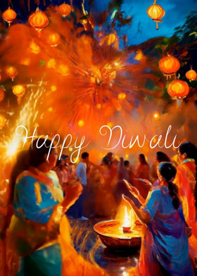 Diwali Party - mobile ecard sent as a Diwali WhatsApp card