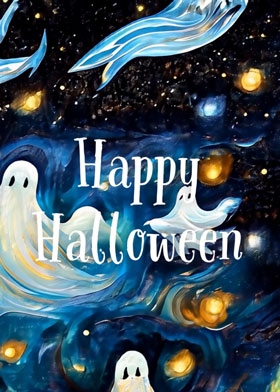 Ghosts - mobile ecard sent as a Halloween WhatsApp card