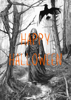 The Grim Reaper - mobile ecard sent as a Halloween WhatsApp card