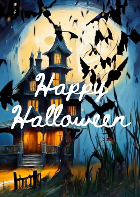 The Haunted House - mobile ecard sent as a Halloween WhatsApp card