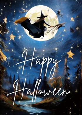 The Witch - mobile ecard sent as a Halloween WhatsApp card