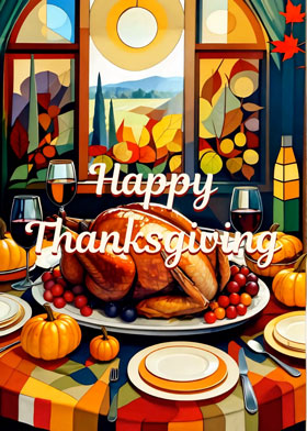 Thanksgiving Dinner - mobile ecard sent as a Halloween WhatsApp card