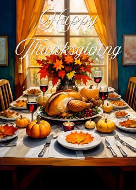 Thanksgiving Feast - mobile ecard sent as a Halloween WhatsApp card