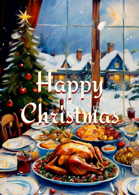 Christmas Dinner - mobile ecard sent as a Christmas WhatsApp card