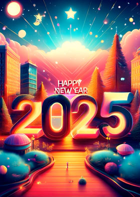 Cosmic 2025 - mobile ecard sent as a New Year WhatsApp card