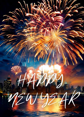 Fireworks Over New York - mobile ecard sent as a New Year WhatsApp card