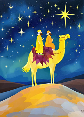 Following the Stars - mobile ecard sent as a Christmas WhatsApp card