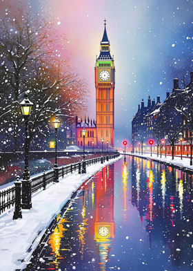 Glittery Big Ben - mobile ecard sent as a Christmas WhatsApp card