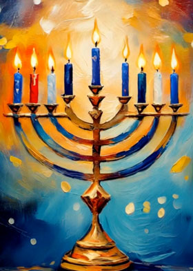 Hanukkah Menorah - mobile ecard sent as a Hanukkah WhatsApp card