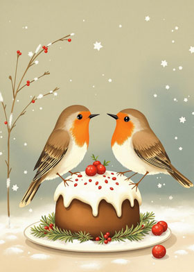 Two Robins - mobile ecard sent as a Christmas WhatsApp card